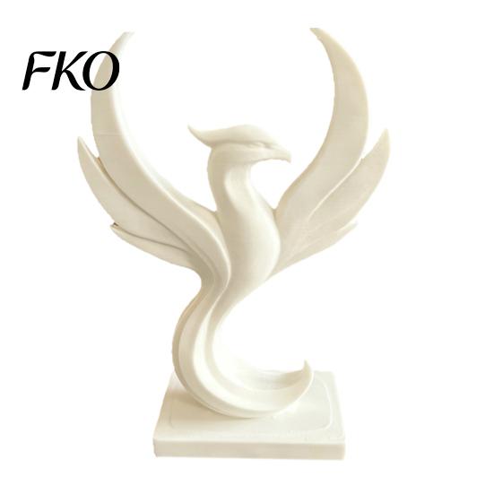 3D Printed Phoenix Decor Figurine Modern Minimalist Abstract Statue Desktop Sculpture Decoration for Home Office Living Room Whtie