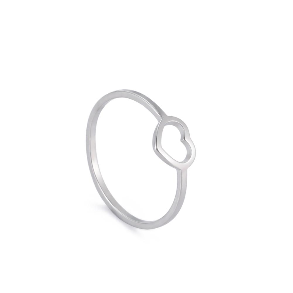 Teamer Simple Romantic Heart Stainless Steel Ring for Women Girls Minimalist Finger Ring Daily Office Wear Jewelry No Rust Gift 7