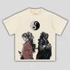 Unisex Demon Slayer Yoriichi & Kokushibo Yin Yang Anime Graphic T-Shirt, Cool Comic Print Casual Streetwear Women And Men T-shirt