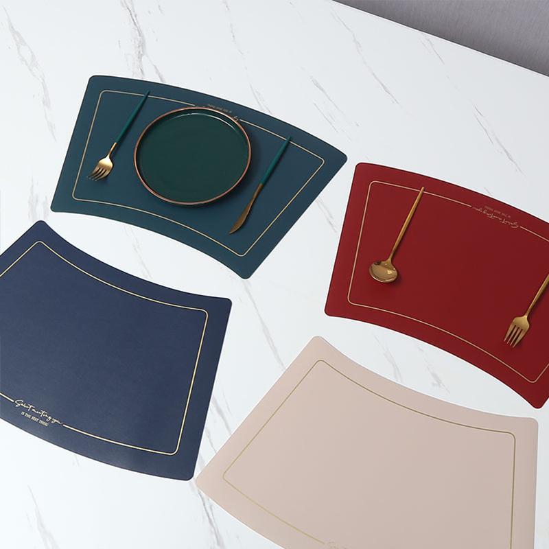 Scalloped Leather Placemat Table Mat Oil-Water-Proof And Heat-Insulating Household PU Table Coasters Kitchen Device Sets