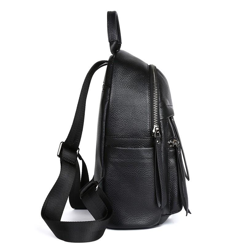 Womens Genuine Leather Backpack Large Capacity Everyday Bag With Zip Multi-Pocket Design