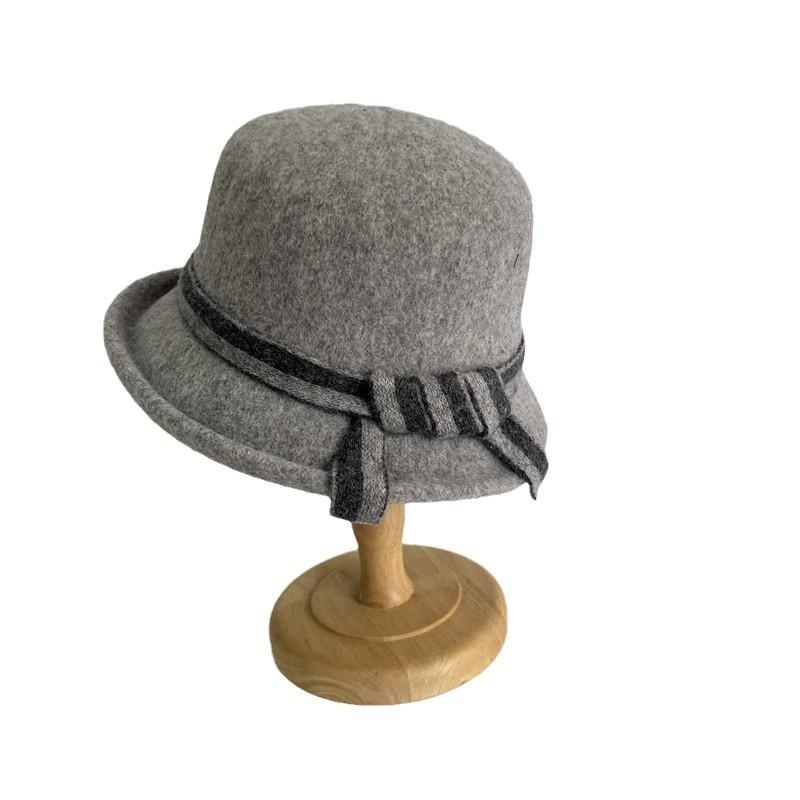 Herbst- und Winter-Fischermütze Kinder Herbst- und Wintermode Woll-Beckenhut warmes Temperament Mutterhut gekrempelte Kante mittleren Alters
