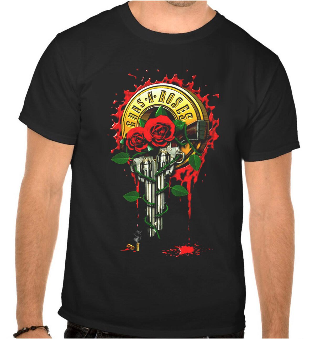 Goose and Roses Rock Music Logo Black T-shirt 1046 XL