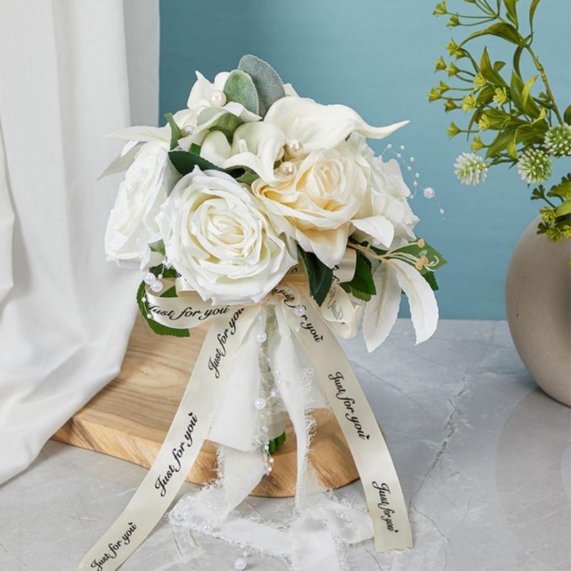 Bridal Bouquets for Wedding, Simulation Rose Bride Wedding Bouquet Wedding Decorations for Ceremony, Anniversary