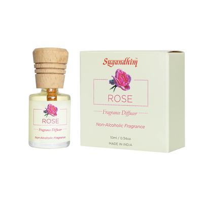 Sugandhim Rose (Gulaab) Fragrance Diffuser 10ml, Strong Long-Lasting Aroma Diffuser Oil for Living Room, Bed Room, Offic