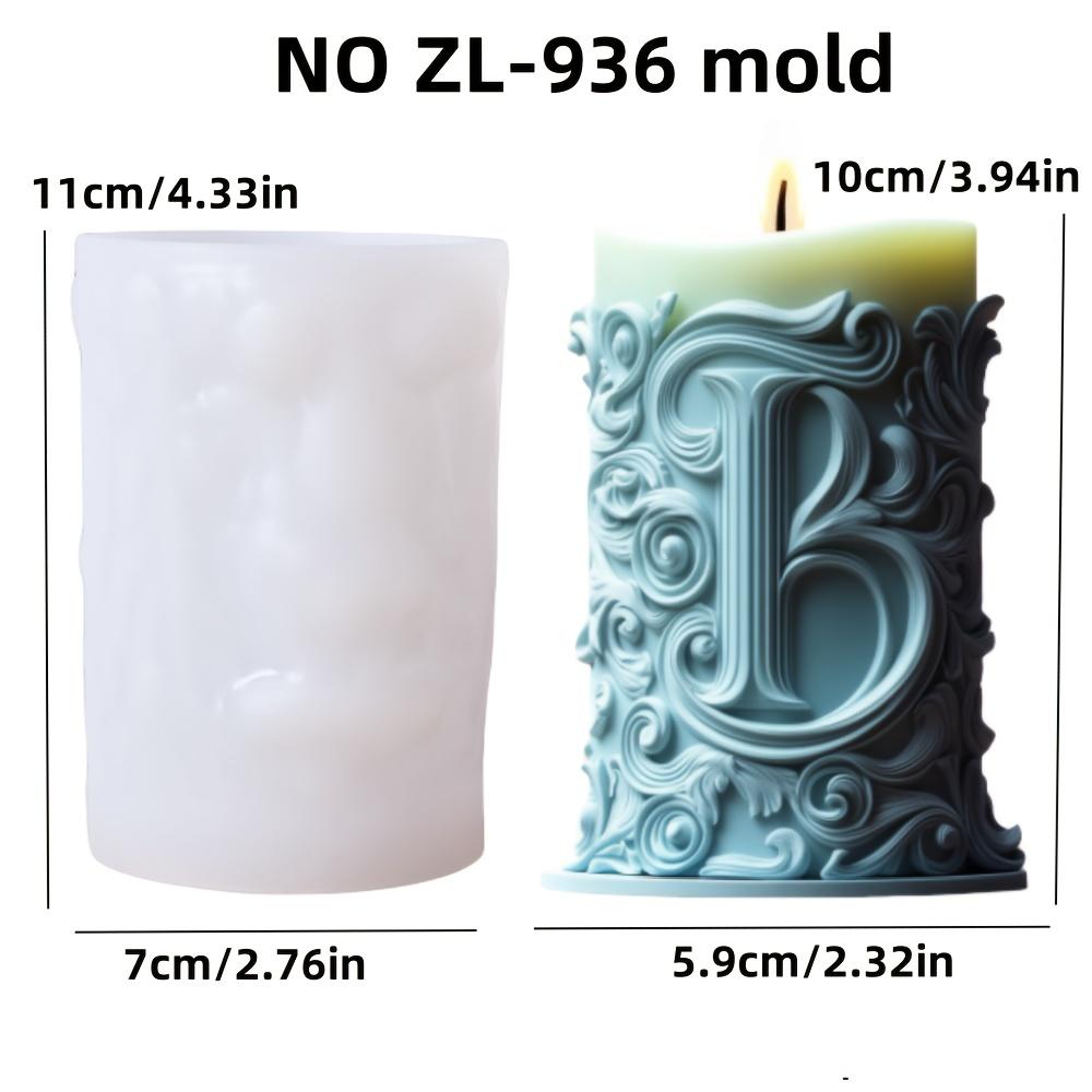 Wave Pattern Relief Cylindrical Candle Silicone Mold Rattan Flower Carving Roman Column Candle Mould Curved Column Resin Molds