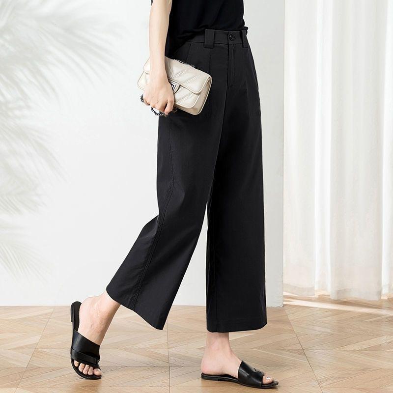 Women's Cotton Wide-Leg Nine-Point Pants - Spring/Summer Casual Fashion Trousers