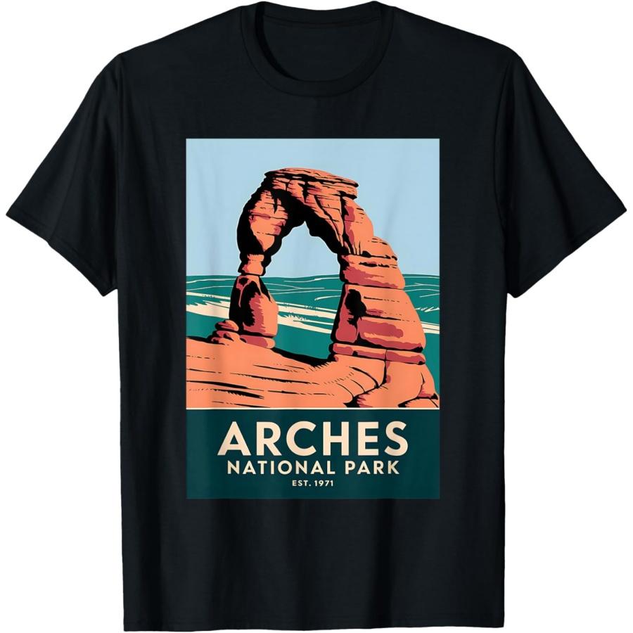 Arches National Park Vintage Camping Hiking Men Women Kids T-Shirt S