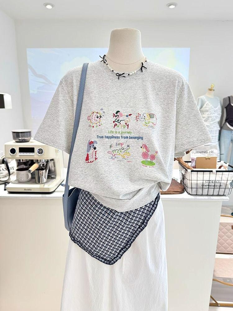 2026 Léto Omlazující Korejský Styl Volný Bílý Krátký Rukáv Bavlna Dámský Top