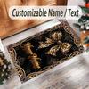 Leopard Theme Crystal Velvet Floor Rug Personalized Custom Name Text Warm Carpet Home Decoration