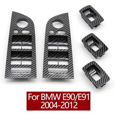 LHD RHD Car Carbon Fiber Window Lift Switch Panel Outer Cover Replacement For BMW 3 Series E90 E91 316 318 320 325 328i