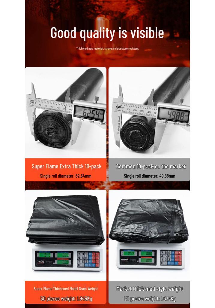 Extra Thick 240L Black Garbage Bags for Property Management, Catering, Hotel Sanitation - Large and Durable for Commercial Use