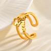 Vnox Custom Personalized Name Rings For Women, Stainless Steel Adjustable Open Ring, Wedding Couples Lovers Jewelry