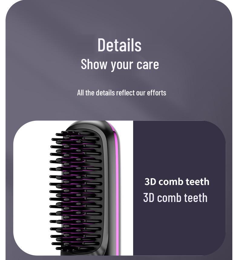 Portable Wireless LCD Hair Straightening Comb - Rechargeable, Negative Ion, No Damage.