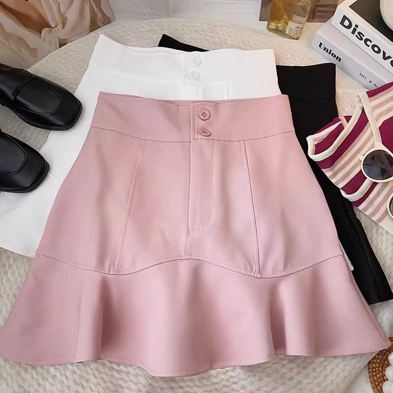 Women's High-Waist Ruffled Fishtail Skirt - Spring 2024 Korean A-Line