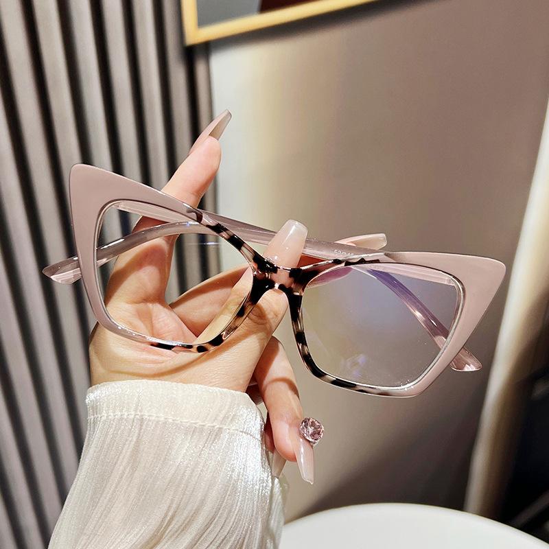 Women Cat Eye Glasses Fashion Retro Anti Blue Light Large Frame Color Computer Eyeglass Luxury Brand Design Decorative Eyewear