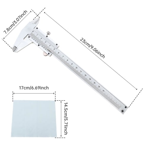 Smgda Vernier Caliper Set, 150mm, 0.05mm, Carbon Steel, for Inner/Outer Diameter/Depth/Step Measurements, Multi-Function Caliper with Soft Cleaning Ca