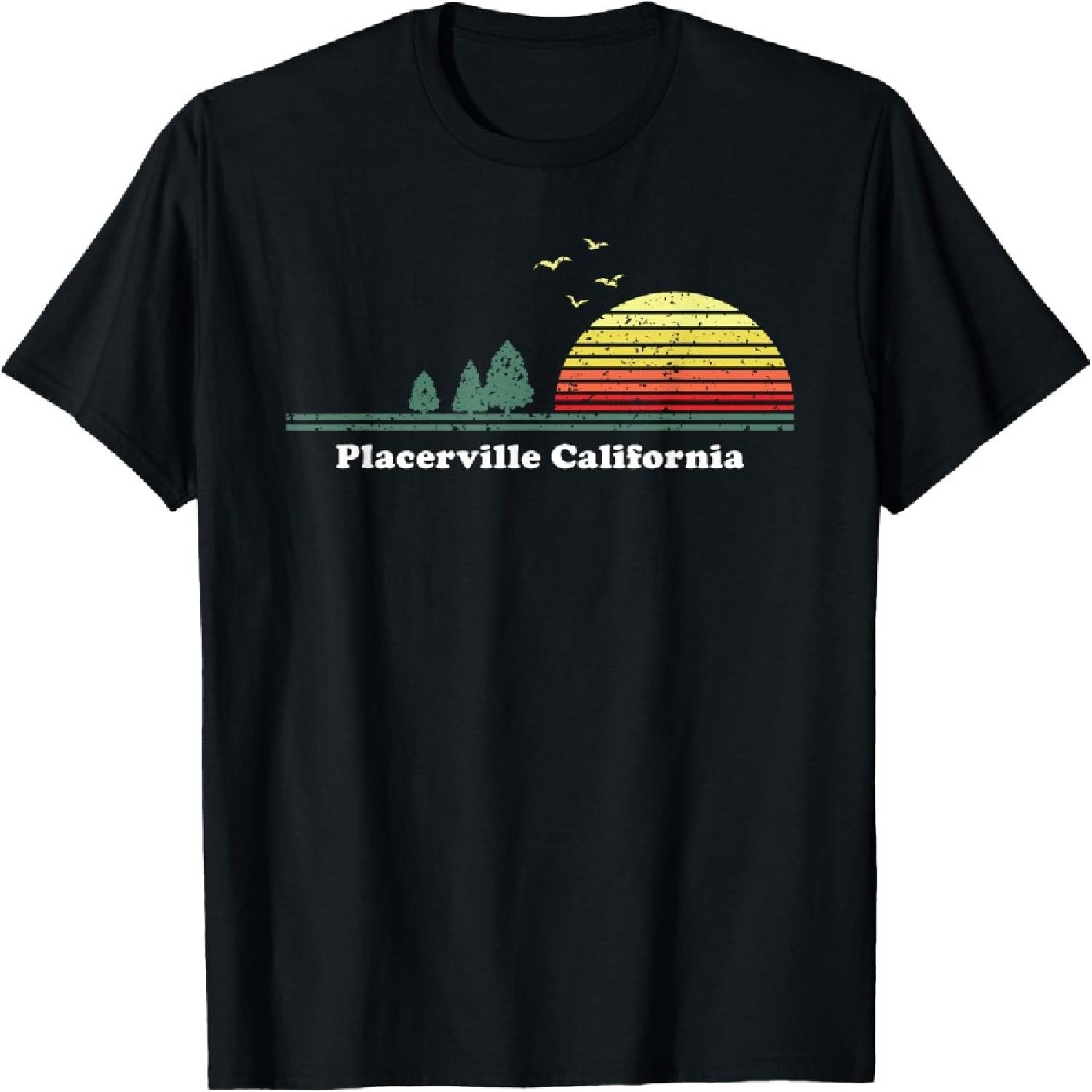 Vintage Placerville, California Sunset Souvenir Print T-Shirt S