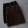 Corduroy High Waist A-Line Pencil Skirt for Women - Versatile Spring/Autumn 2025 Fashion