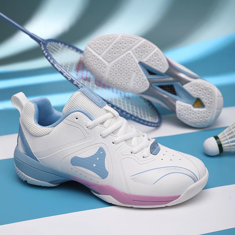 Men's Women's Professional Tennis Shoes Breathable Non Slip Cushioned Comfortable Luxurious and Lace Up Badminton Training Shoes