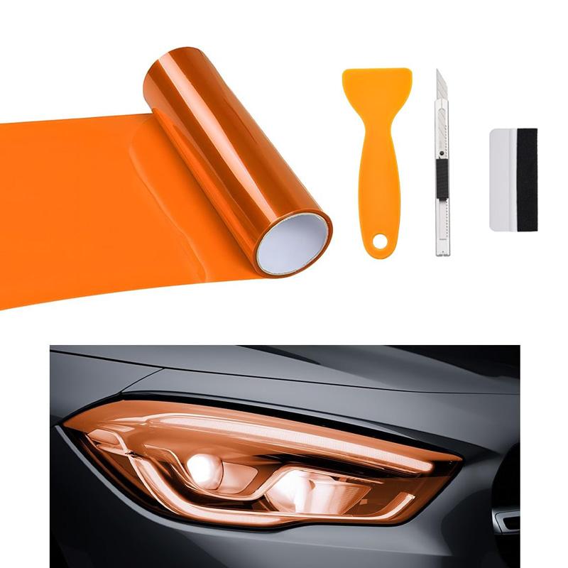 Auto-Scheinwerfer-Tönungsfolie Vinylfolienrolle Rücklicht-Wrap-Folie mit Rakel & Cutter Wasserdicht Selbstklebender Aufkleber 60cm/120cm