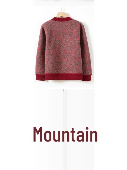 Fleece-Lined Printed Cardigan: Warm Autumn/Winter Style for Middle-Aged & Elderly Women