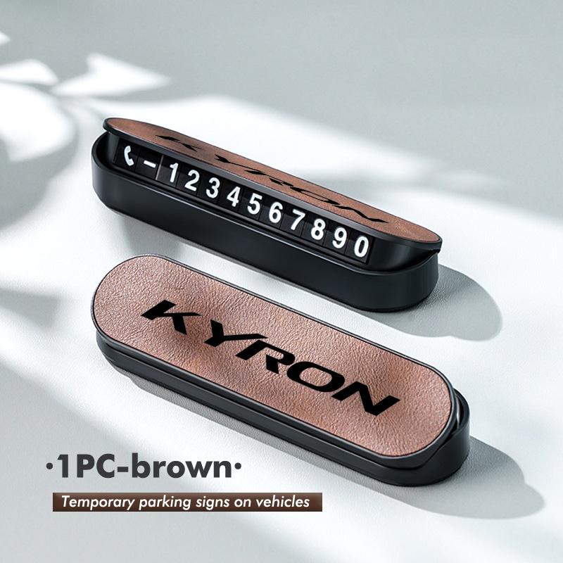 ABS+Leather Car Temporary Parking Plate Signs Phone Number Plate Park Stop For SsangYong Actyon Tivoli Rodius M200 Chairman