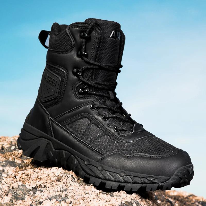 Men Tactical Boots Lace Up Brand Ankle Hiking Shoes Desert Work Boots Waterproof Unisex Climbing Shoes Zapatos Para Hombre Male