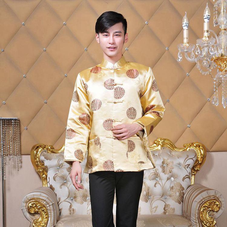 Chinese Style Tang Suit for Couples - Men's & Women's Spring/Autumn Long Sleeve Celebration Coat for Middle-Aged & Elderly