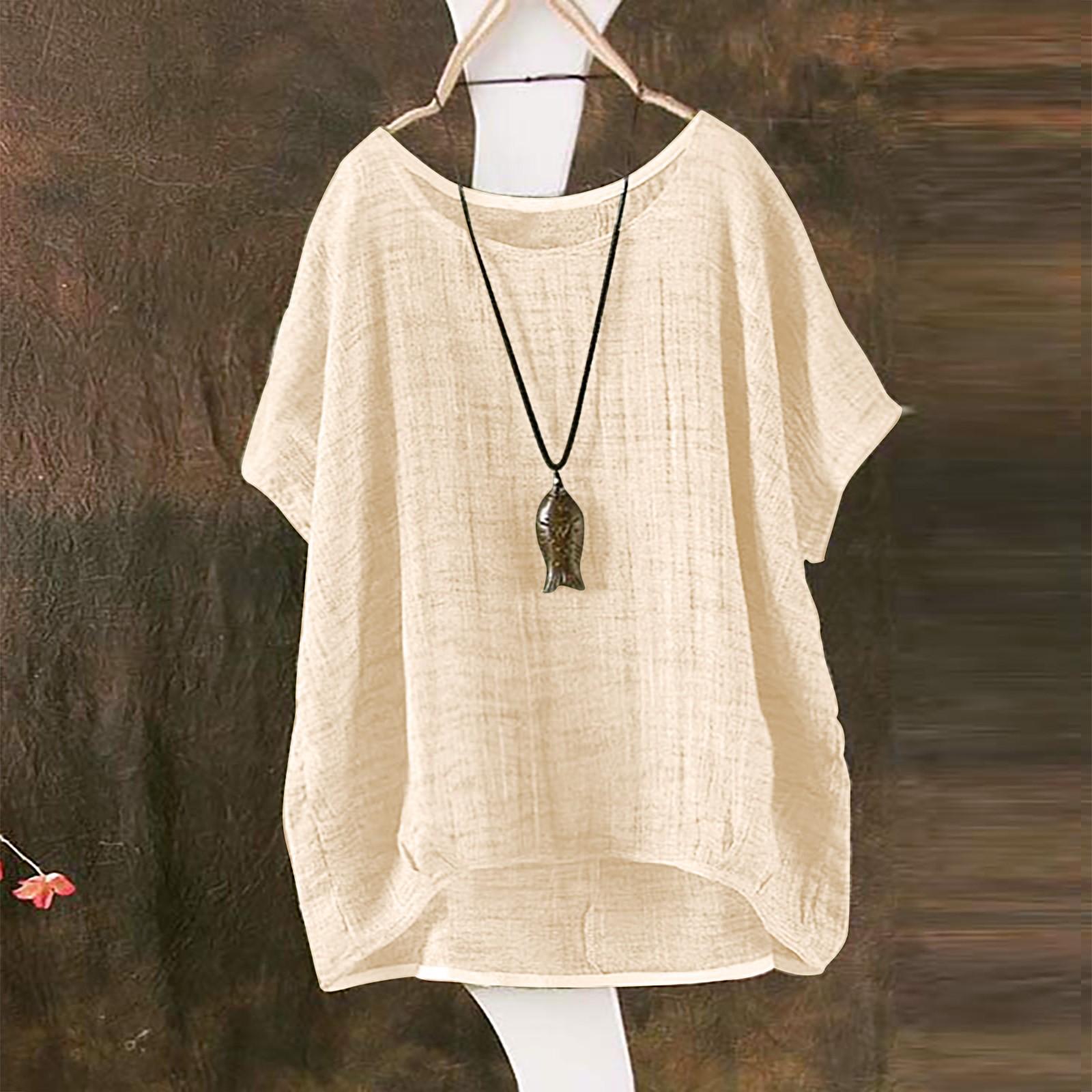 

Летние льняные блузки для женщин 5XL, топы с короткими рукавами большого размера, однотонные повседневные рубашки, тонкая дышащая блузка XXXXXL серый