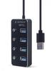 USB HUB Black 4xUSB3.1 On/off Switches