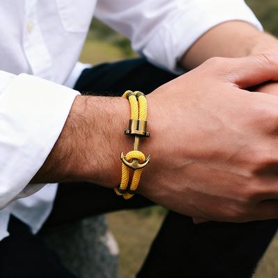 Noter New Unique Anchor Bracelet For Men 8 Colors Available A Grade 4mm Nautical Wrap Rope Braclet Street Hiphop Accessories