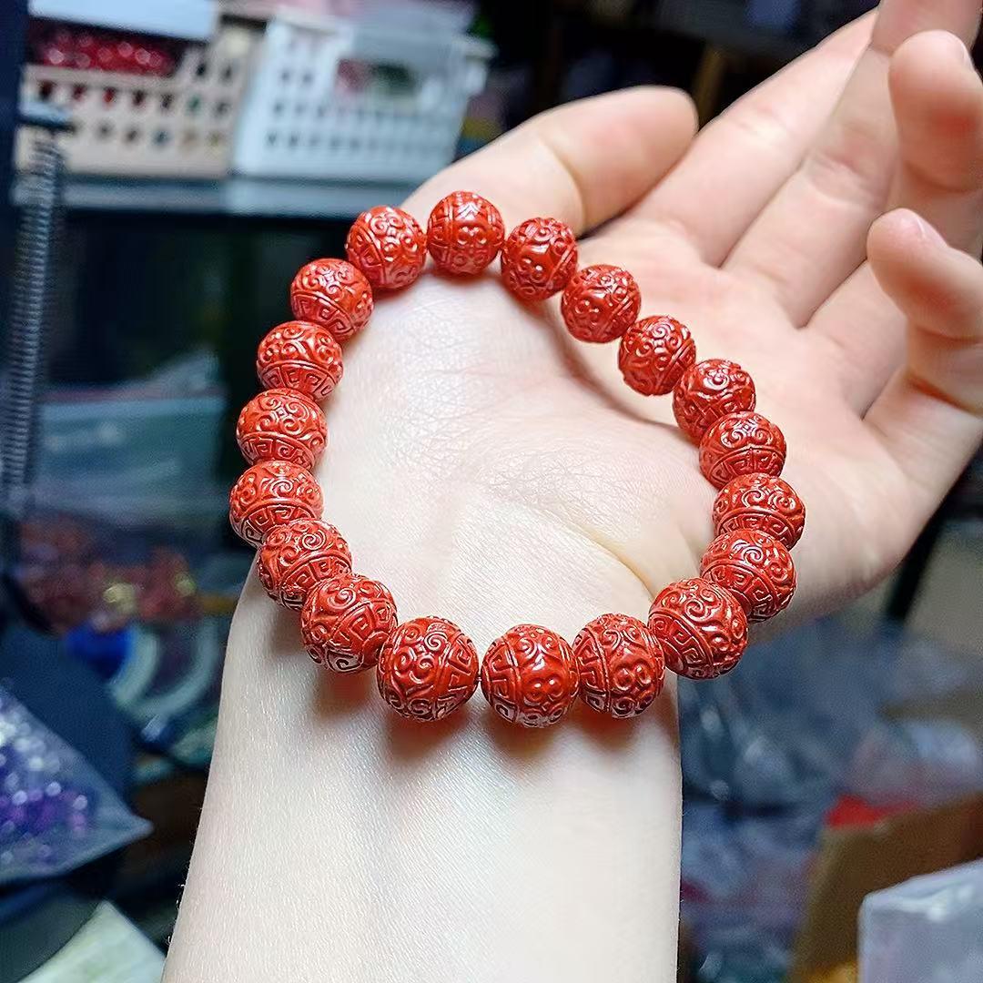 Medium Imperial Sand Ruyi Beaded Zodiac Bracelet - Unisex Personalized Design. киноварь