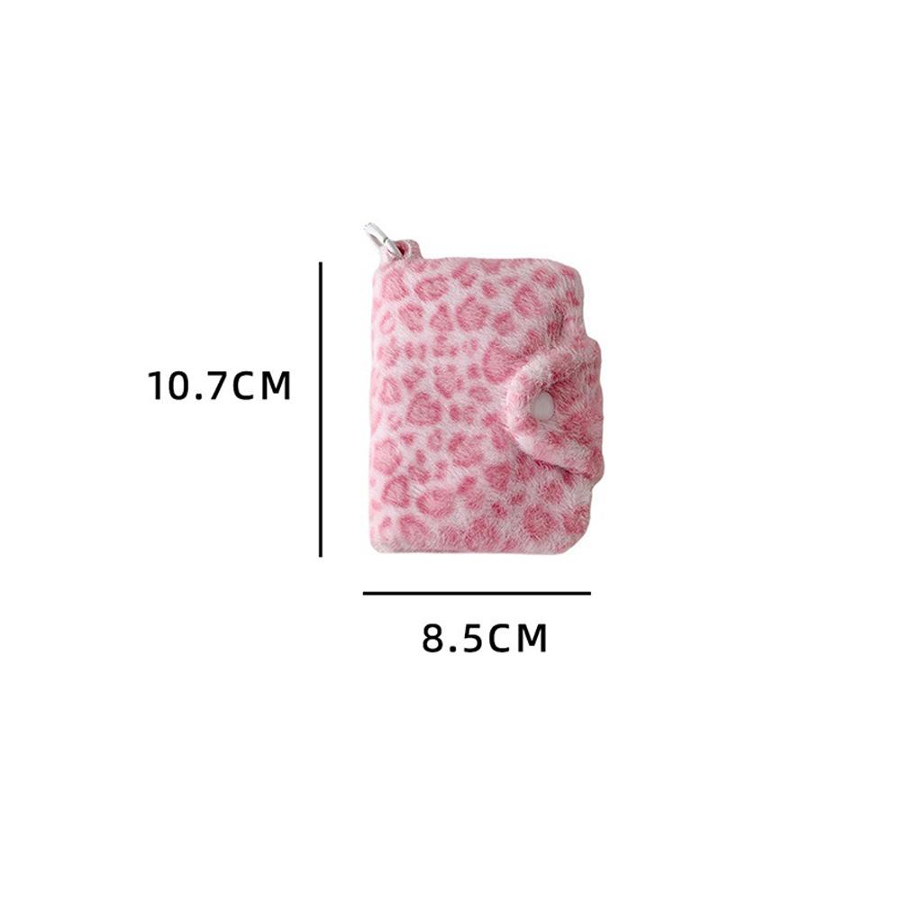 New Fashion Plush Leopard Pattern Snap Card Bag for Girls Mini Storage Wallet Coin Wallet Pendant Earphone Bag Women's Gifts