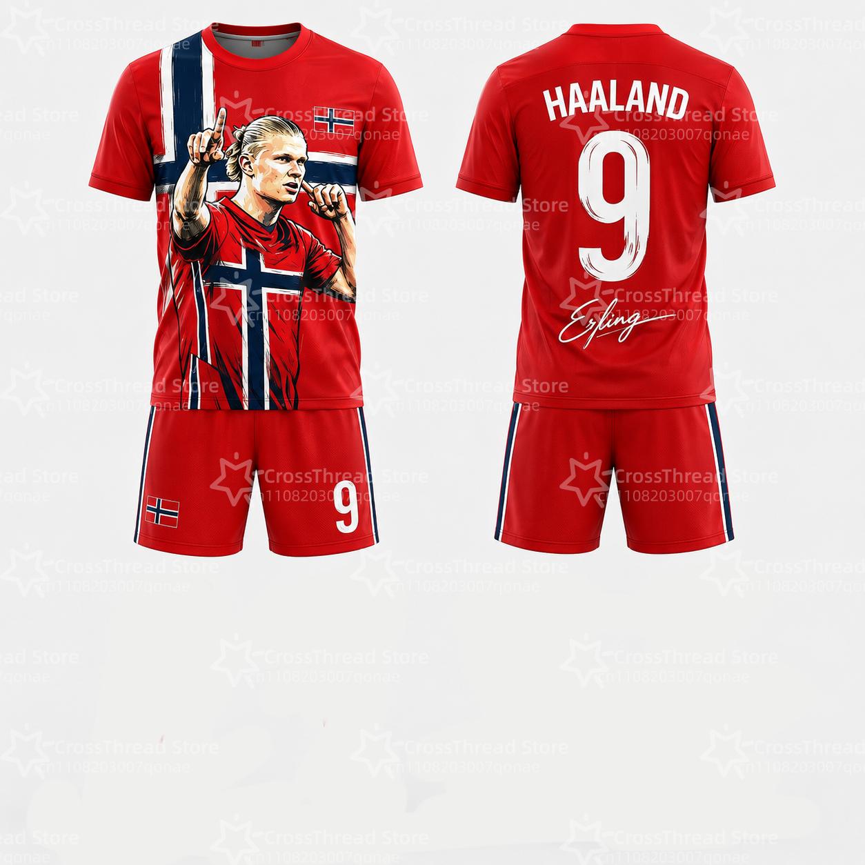 2026 Erling Haaland Nr. 9 Fußballtrikot Spiel- und Trainingsset Fan-Geschenke Sommer Sport Herren-T-Shirts und Herren-T-Shirt-Set S