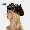 Sophisticated Daily Accessory Women Sequined Beret Hat, Sparkly Retro Artist Cap, Stylish Outdoor Fashion Headgear Adjustable Painter Cap for