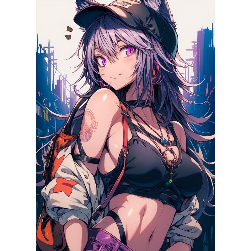 Cute Anime Girl Cat Ear Cool Girl Sexy Modern Fashion Poster Canvas Paintings Wall Art Pictures Playroom Home Decor