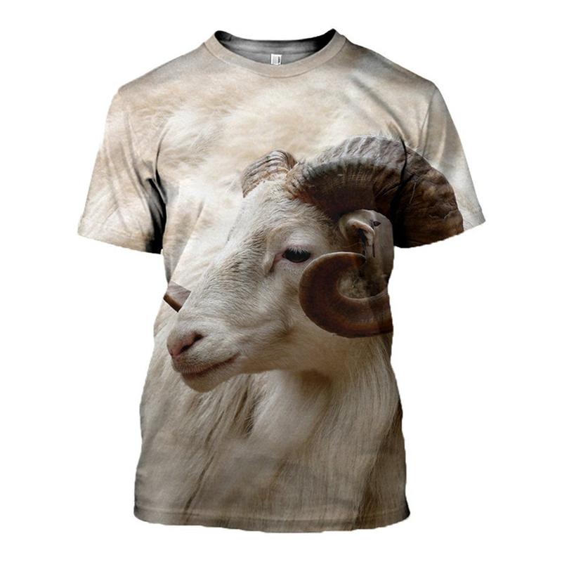 Urkomisches T-Shirt Herrenmode 3D T-Shirts Ziege Niedlicher Druck Lässig Übergroß Rundhalsausschnitt Kurzarm T-shirtTops