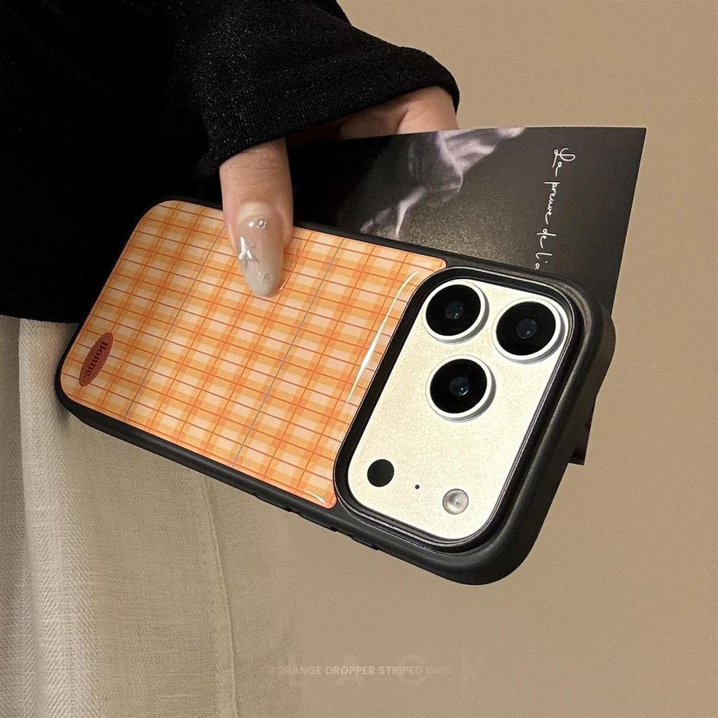Orange Grid Pattern Phone Case for Apple iPhone 15/13/17 Promax