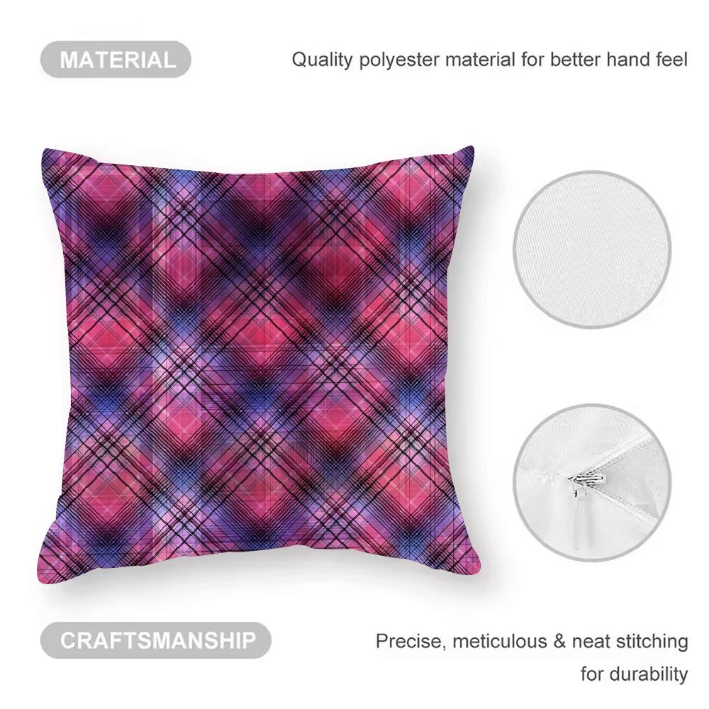 Plaid Texture Cushion Cover Anti-dustmite Pillowcase Invisible Zipper Silky Short Plush Sofa Cushion Cover