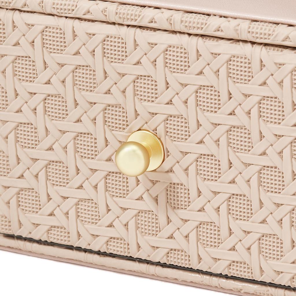 Francfranc Embossed Desk Organizer, Large, Pink, Drawer-Style Storage Box for Stationery and Small Items