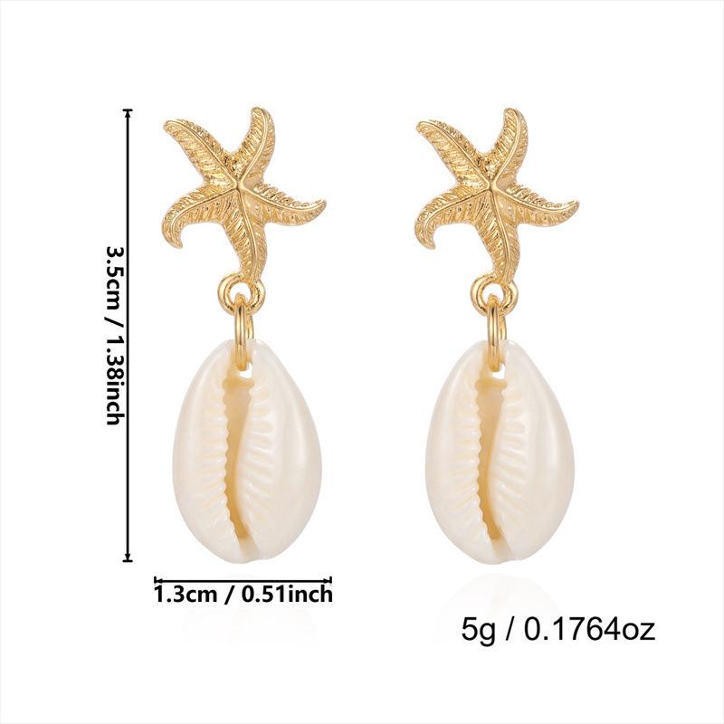 Boho Ocean Style Starfish Shell Pendant Earrings For Women Summer Seaside Conch Scallop Pearl Earring Summer Beach Charm Jewelry