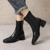 Krazing Pot Mikrofaser Herbst Winter Schuhe Dicke Mittelhohe Absätze Größe 43 Chelsea Boots Aprikose Reißverschluss Stiefeletten