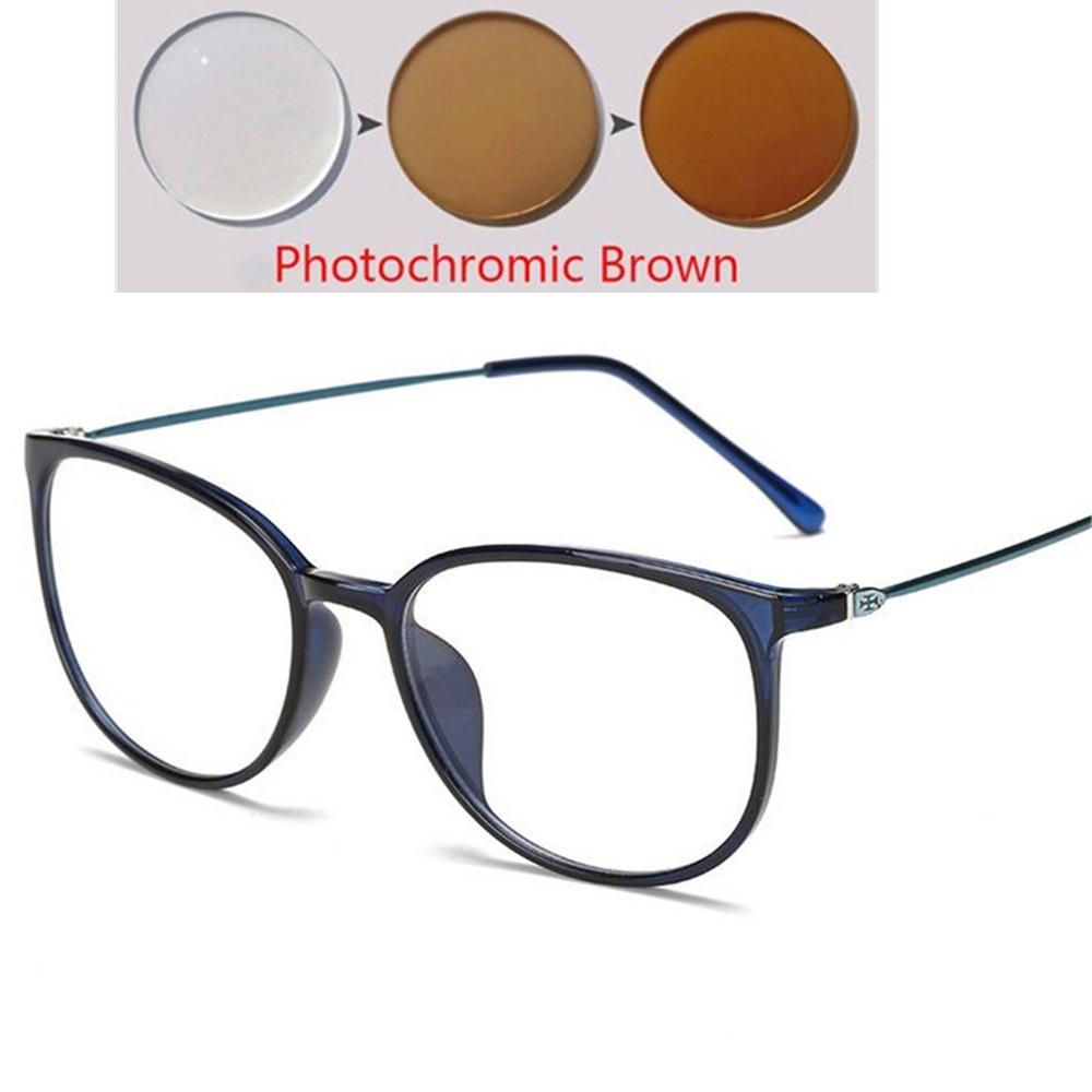 Ultraleichte TR90 Myopiebrille Retro Ovaler Rahmen für Damen Herren Dioptrien -0,5 bis -6 Kurzsichtigkeit Brillen