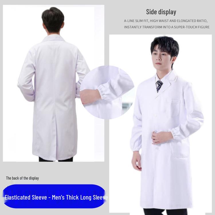 Unisex Short & Long Sleeve White Lab Coat for Medical Professionals and Students – Ideal for Autumn and Winter