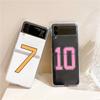 Fashion Black Number Football Fashion Phone Case For Samsung Galaxy Z Flip 3 4 5 6 7 Hard Folding Z Flip4 Clear PC Cover Gift