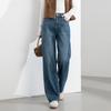 Women's High Waist Straight Leg Cropped Jeans Stretch Denim Pants Casual Trousers