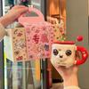Birthday gift for girls Cute puppy cup Couple ceramic mug with lid Girlfriend souvenir gift box