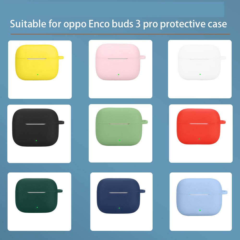 Pro Oppo Enco Buds3 Pro Silikonové pouzdro Bezdrátová sluchátka Ochranný kryt s přezkou proti ztrátě