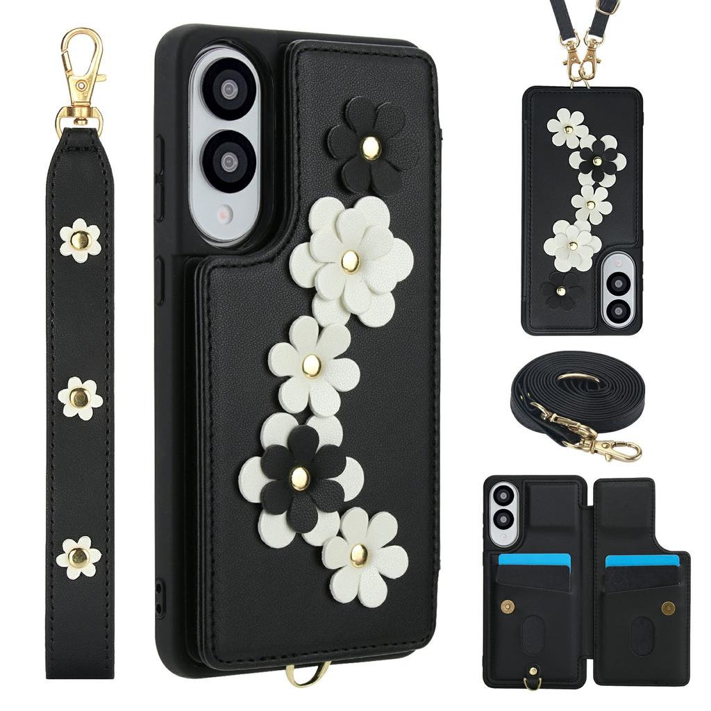 SY-001 For Samsung Galaxy S25 Edge Case Card Slots Leather Coated TPU Flower Phone Cover